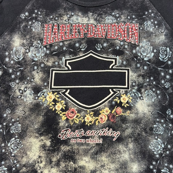 Harley-Davidson Vintage Cap Sleeve Black Top with Rhinestone Accent - XL - Picture 3 of 8